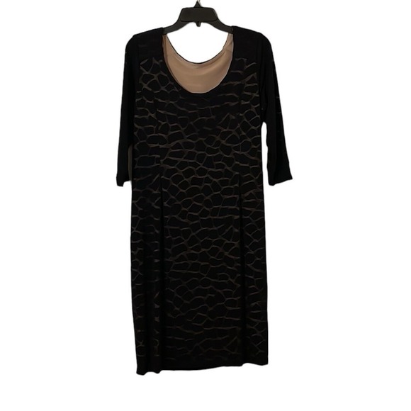 ABS Allen Schwartz Women's Black Midi Side‎ Rushed Animal Print Dress Size 0X - Picture 5 of 9